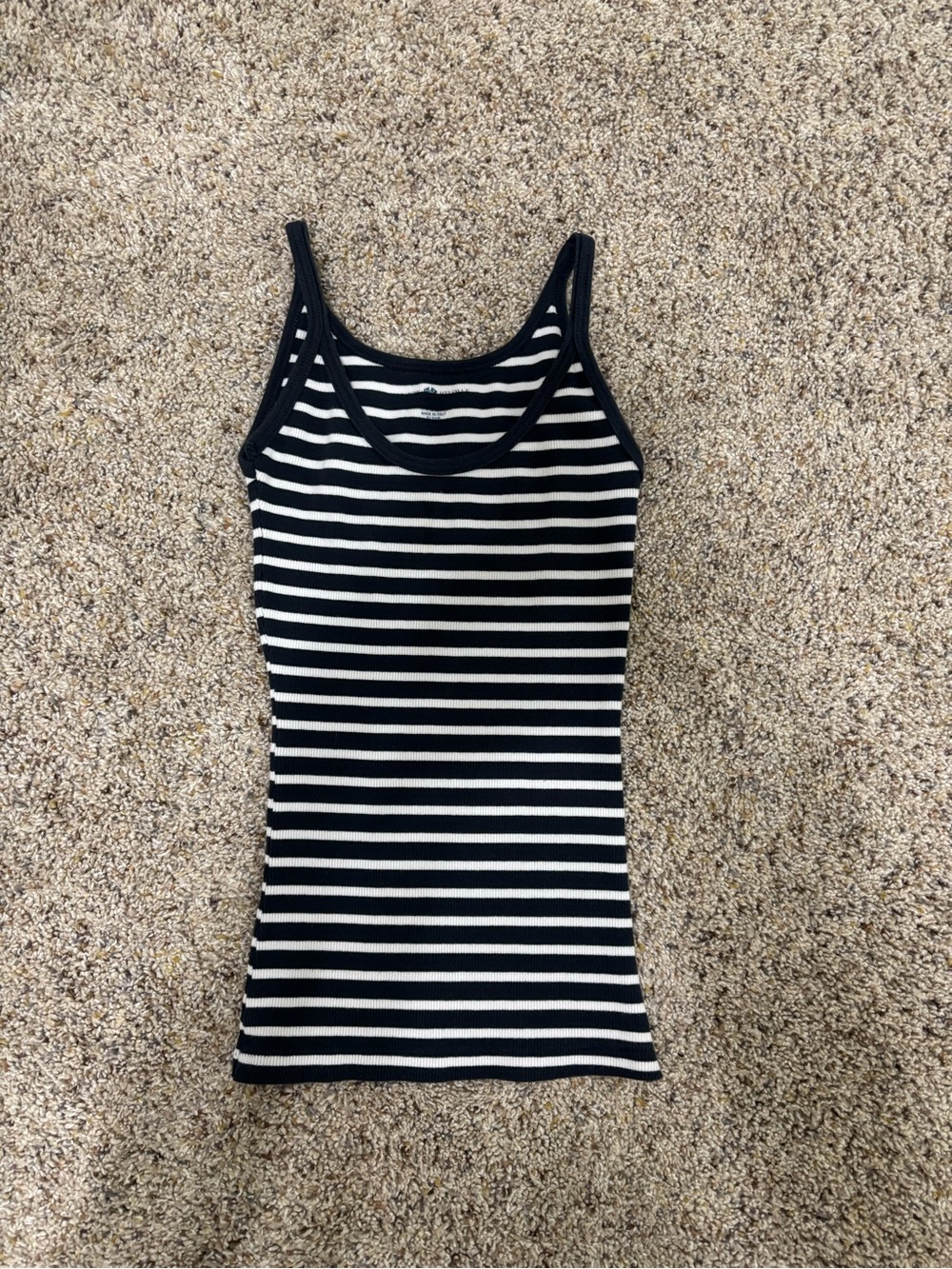Brandy Melville Black and White Striped Ribbed Tank
